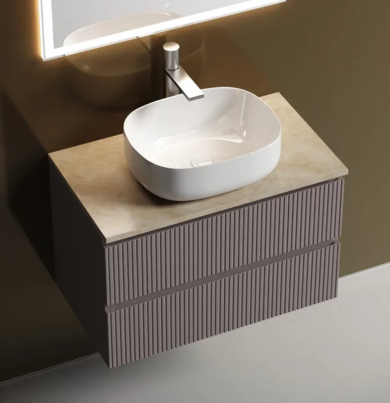 Тумба с раковиной Sancos Snob T 80 см, doha soft, столешница бежевая, раковина CN6018 Sancos — официальный сайт
