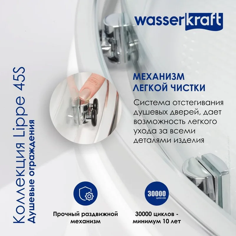 Душевая дверь в нишу Wasserkraft Lippe 45S45 160 см Sancos — официальный сайт