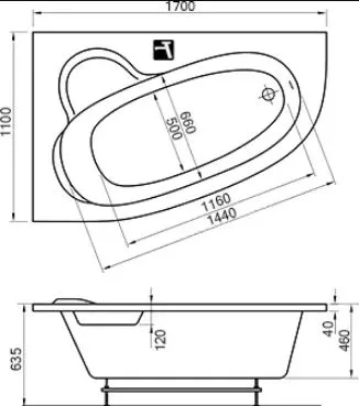 Акриловая ванна Ravak Asymmetric C481000000 L без опоры 170x110 см, угловая, левая, пристенная Sancos — официальный сайт