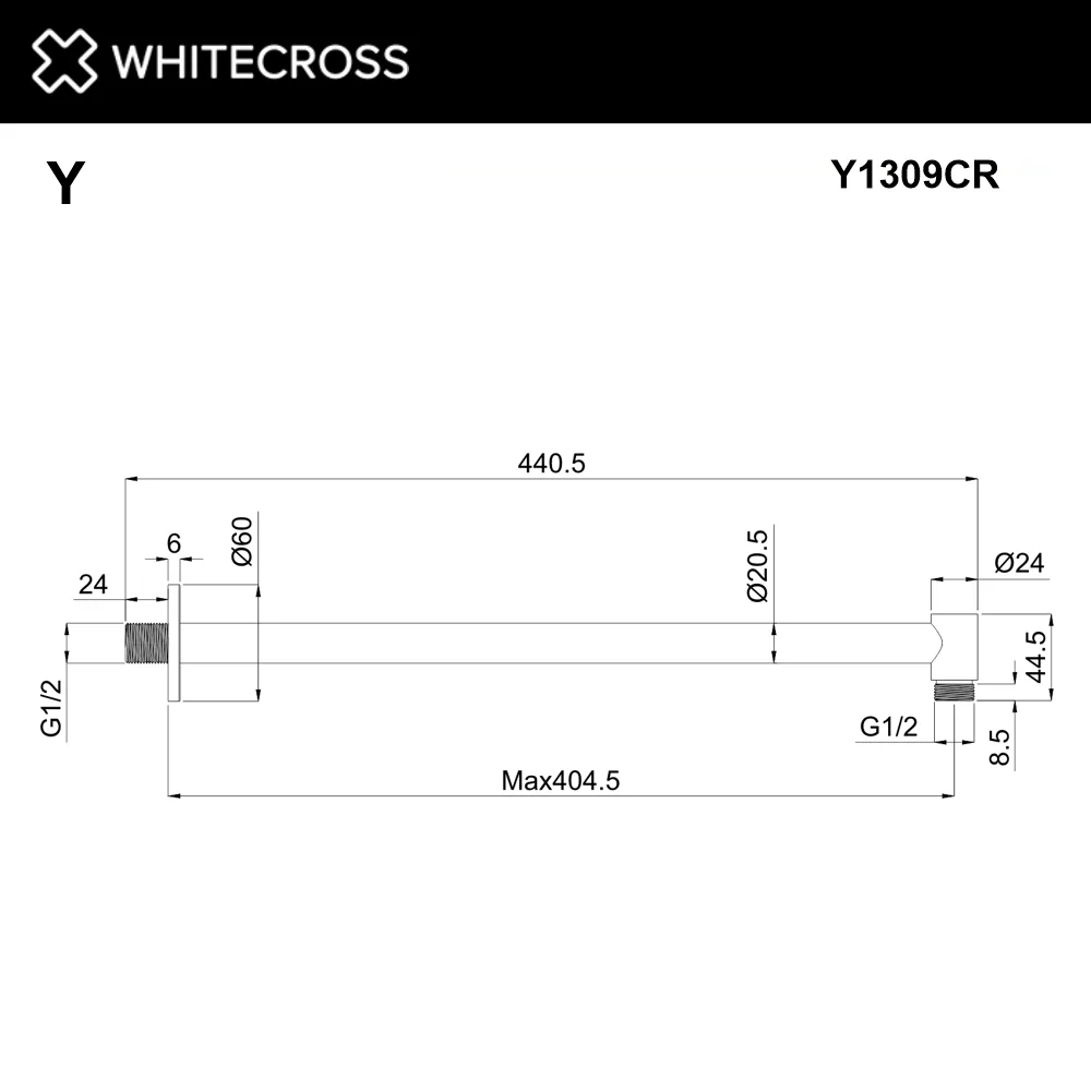 Кронштейн для верхнего душа WHITECROSS Y Y1309CR хром Sancos — официальный сайт