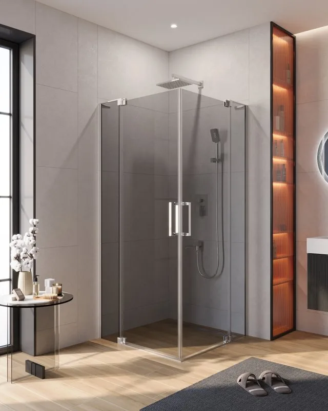 Душевой уголок Cezares Slider AH 2 90/100-100/110 Grigio Cr профиль хром, стекло серое Sancos — официальный сайт