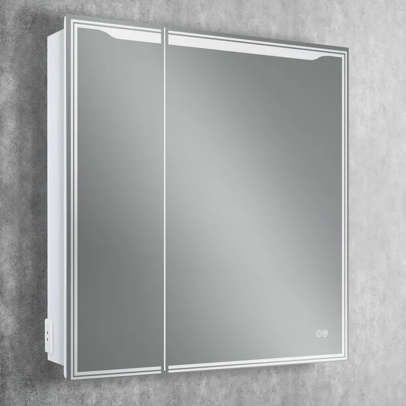Зеркало-шкаф Art&Max Merano 80х80 R белое, с LED-подсветкой, 6000К Sancos — официальный сайт