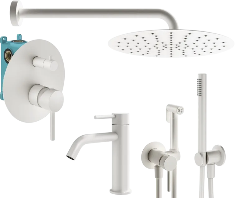 Комплект для ванной Plumberia Selection Ixo KITZXO18BO53 С ВНУТРЕННЕЙ ЧАСТЬЮ, белый матовый Sancos — официальный сайт