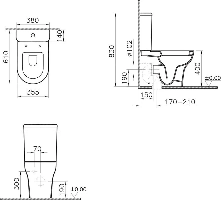 Унитаз-компакт напольный VitrA Zentrum 9012B003-7202 Sancos — официальный сайт
