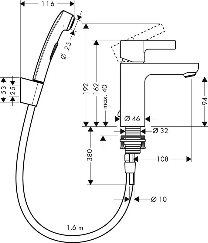 Смеситель для раковины Hansgrohe Metris S 31160000 с гигиеническим душем Sancos — официальный сайт