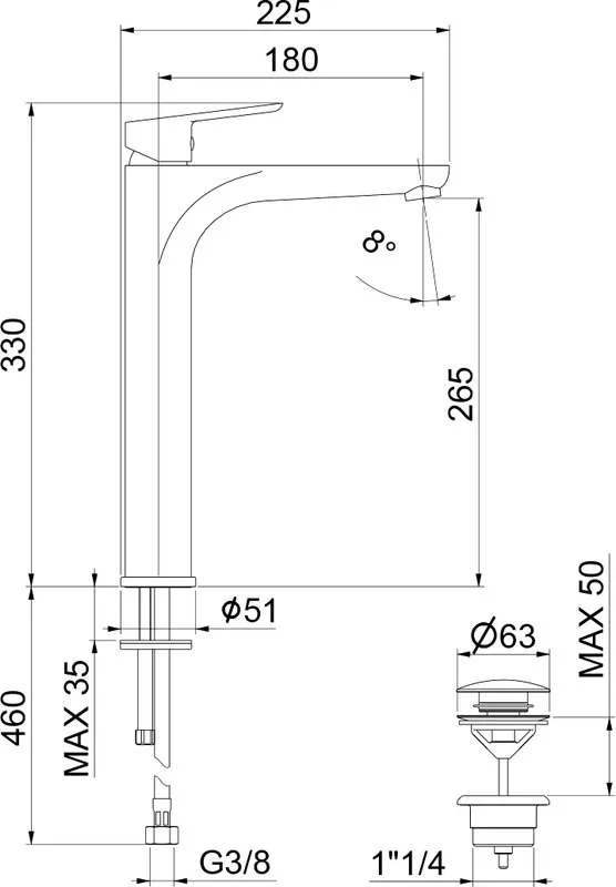Смеситель для раковины Webert Sax Evolution SE830402560 черный Sancos — официальный сайт