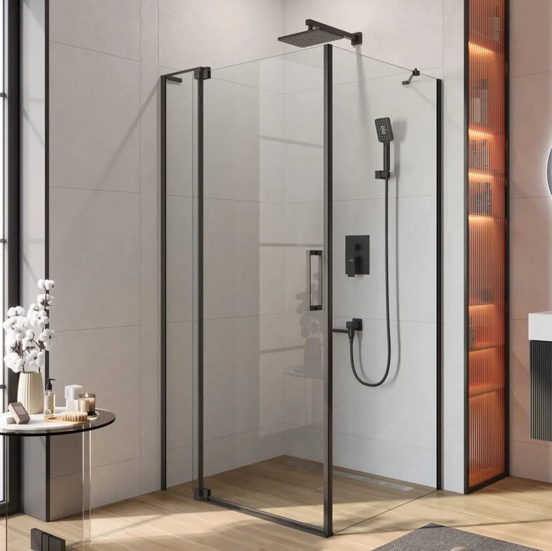 Душевой уголок Cezares Slider AH 1 90-90/100 C Nero профиль черный, стекло прозрачное Sancos — официальный сайт