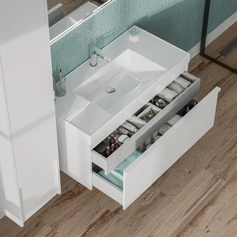 Тумба под раковину без столешницы KERAMA MARAZZI Modula 100 подвесная, белая глянцевая Sancos — официальный сайт