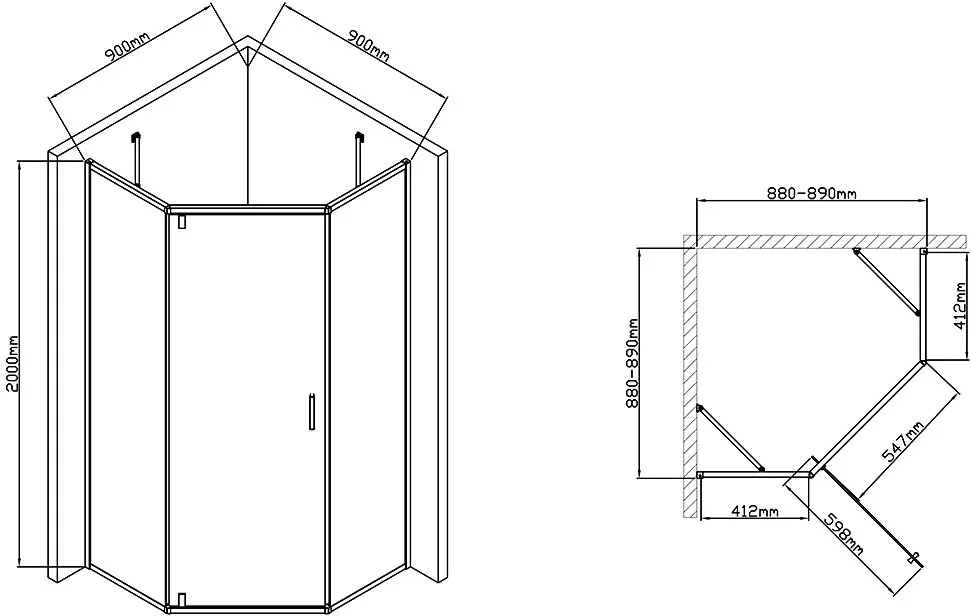 Душевой уголок Vincea Slim-U VSP-2SU900CL 90x90 см, профиль хром, стекло прозрачное Sancos — официальный сайт