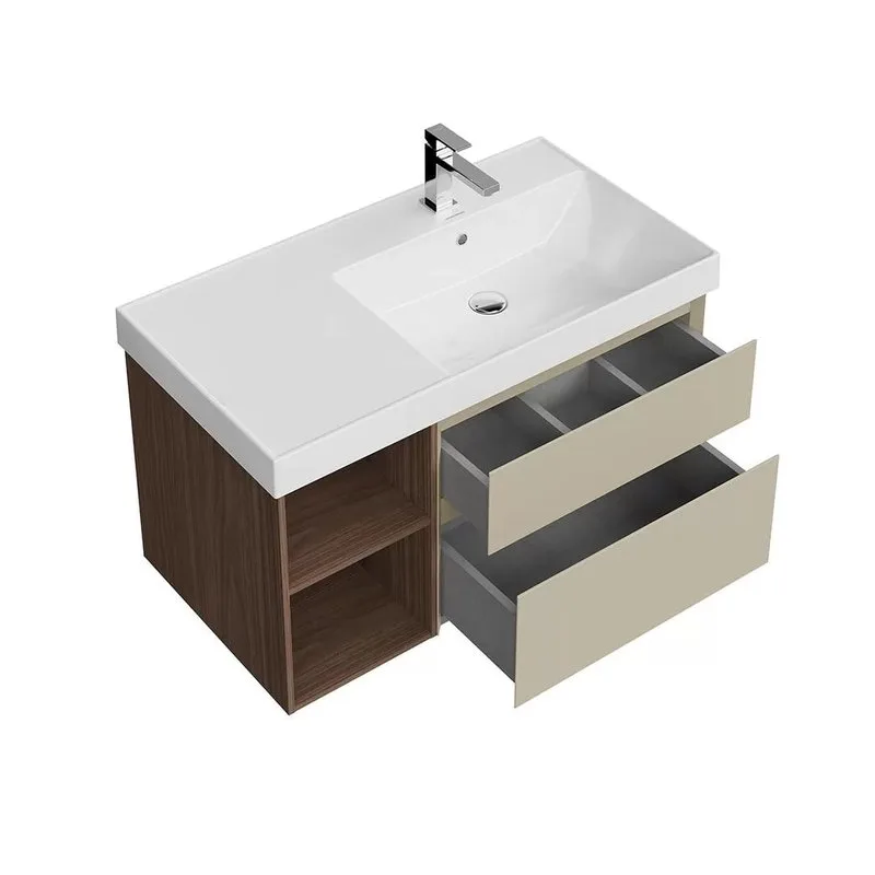 Тумба под раковину без столешницы KERAMA MARAZZI Cubo 90, правая подвесная, с ящиками и полкой, лимо Sancos — официальный сайт