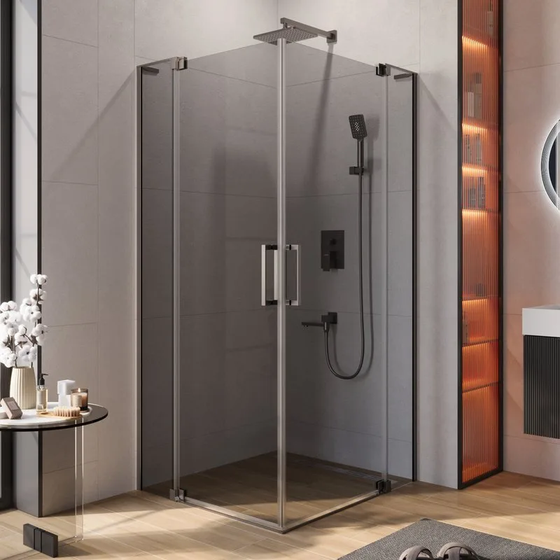 Душевой уголок Cezares Slider AH 2 70/80-90/100 GRIGIO GM профиль оружейная сталь, стекло серое Sancos — официальный сайт