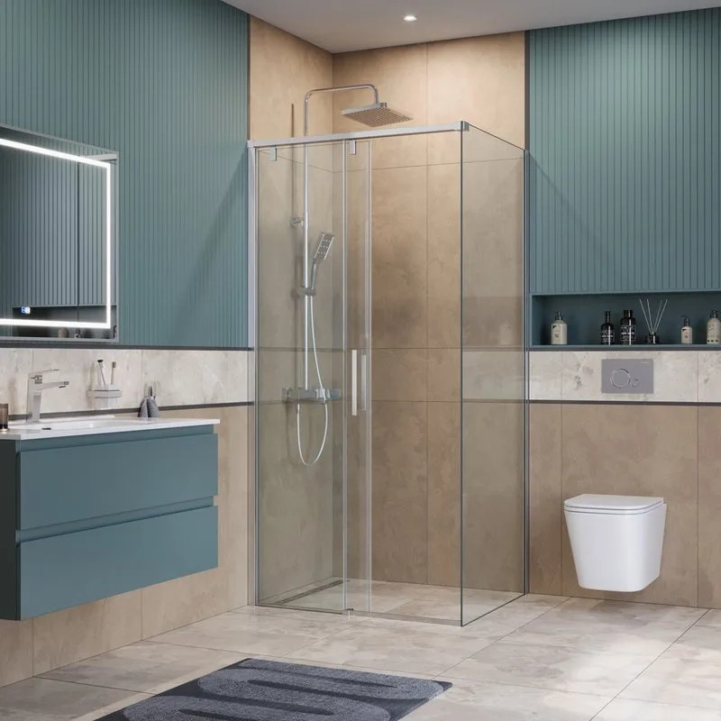 Душевой уголок BelBagno Soft Close-1 AH-1-100/90-C-Cr профиль хром Sancos — официальный сайт
