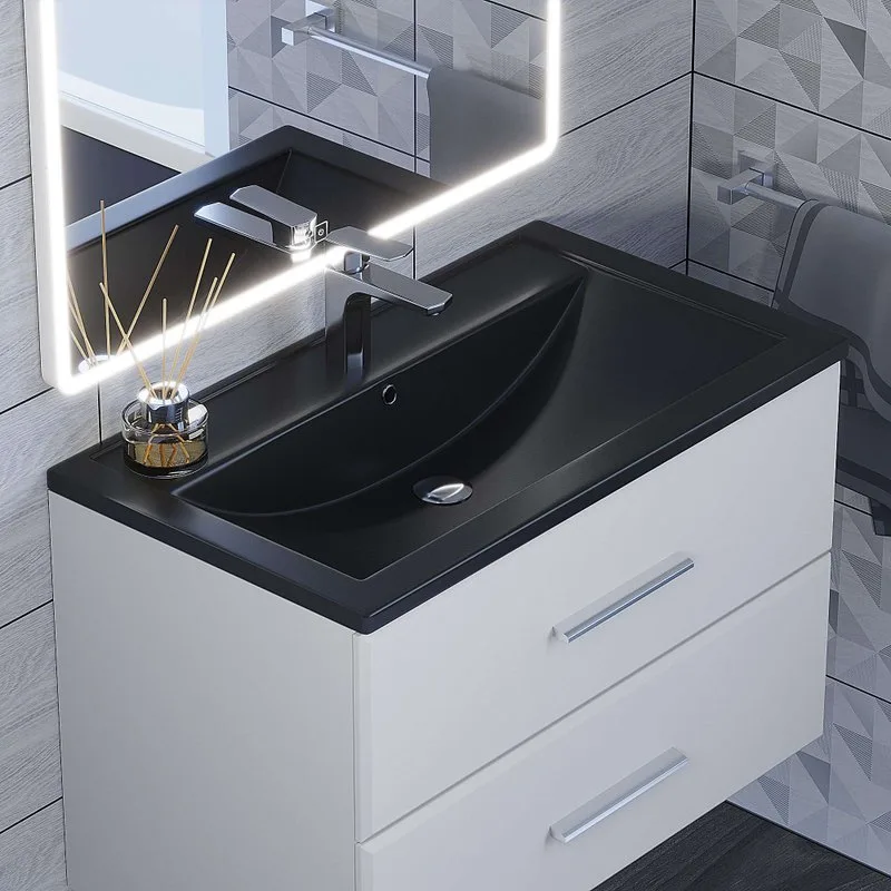 Мебельная раковина Uperwood Foster Quartz 291030038 80 см, матовая черная, уголь Sancos — официальный сайт