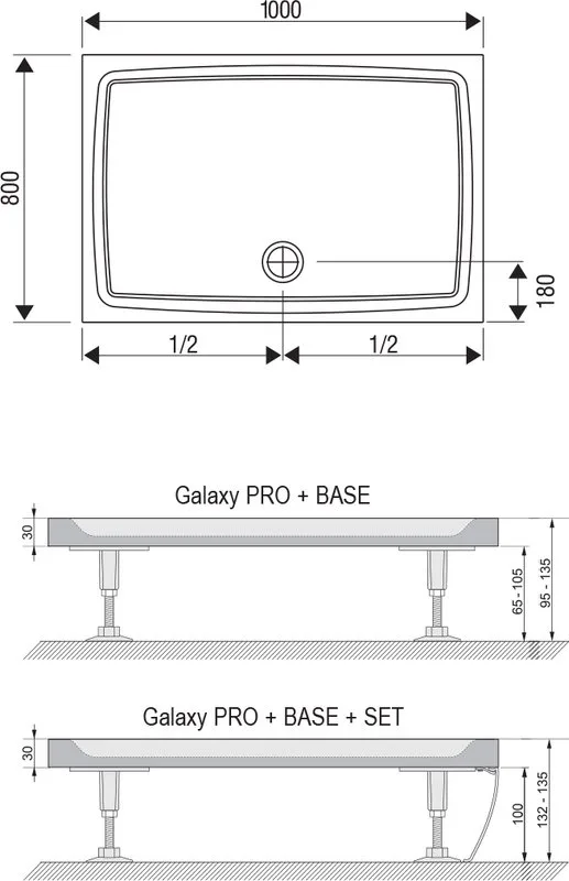 Поддон для душа Ravak Galaxy Pro Flat Gigant Pro 100х80 с сифоном Sancos — официальный сайт