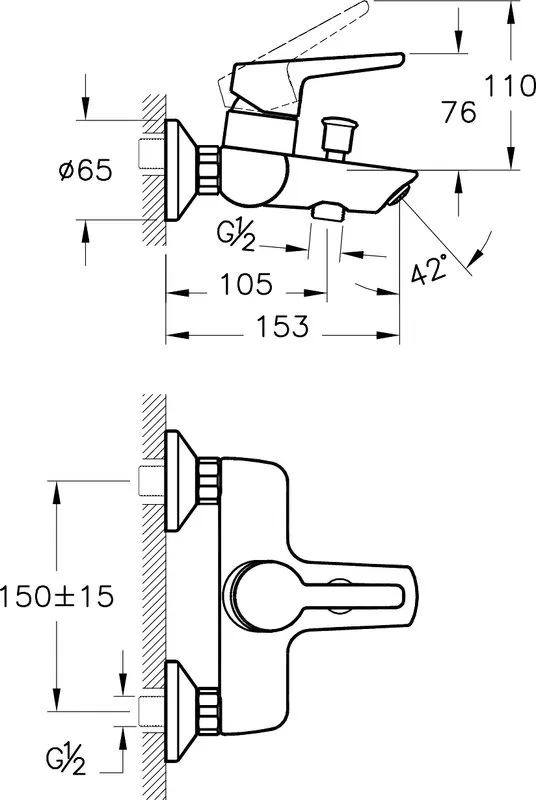Смеситель для ванны с душем VitrA Stern 458655, глянцевый хром Sancos — официальный сайт