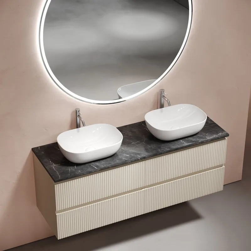 Тумба с раковиной Sancos Snob T 140 beige soft, столешница черный мрамор TT140A1X, раковина CN6009 Sancos — официальный сайт
