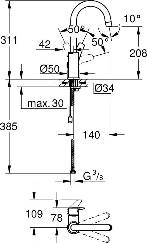 Смеситель для раковины Grohe Eurosmart 23743003 Sancos — официальный сайт