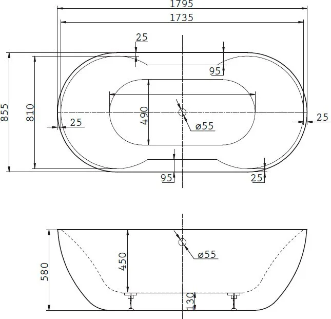 Акриловая ванна BelBagno BB28 180x85 см, отдельностоящая, белая, овальная Sancos — официальный сайт