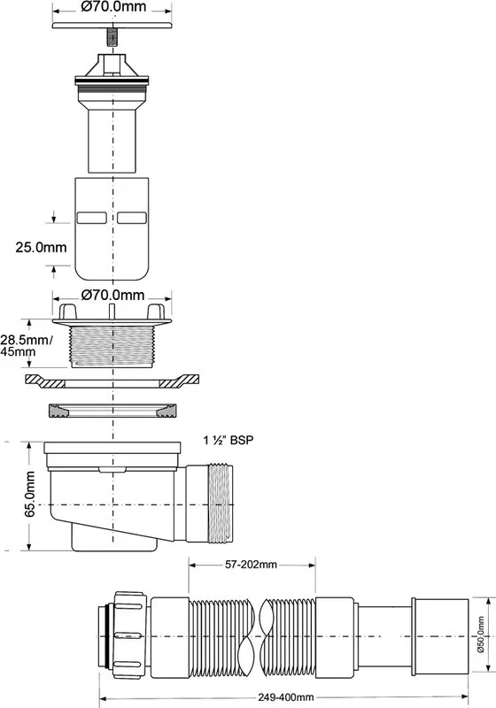 Сифон для поддона McAlpine MRS5C-SLF-65 Sancos — официальный сайт
