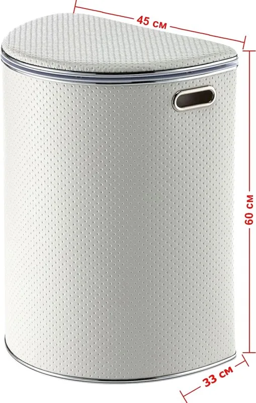 Корзина для белья Geralis PWH-O полукруглая, белая, кант хром Sancos — официальный сайт