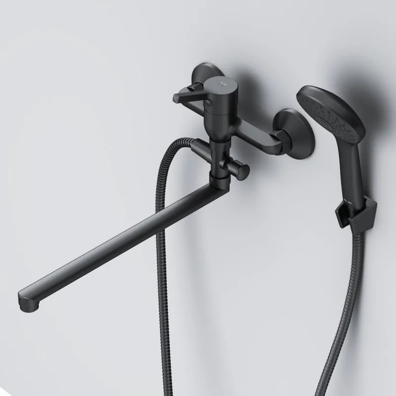 Смеситель с длинным изливом для ванны AM.PM X-Joy S F85B90122, черный Sancos — официальный сайт