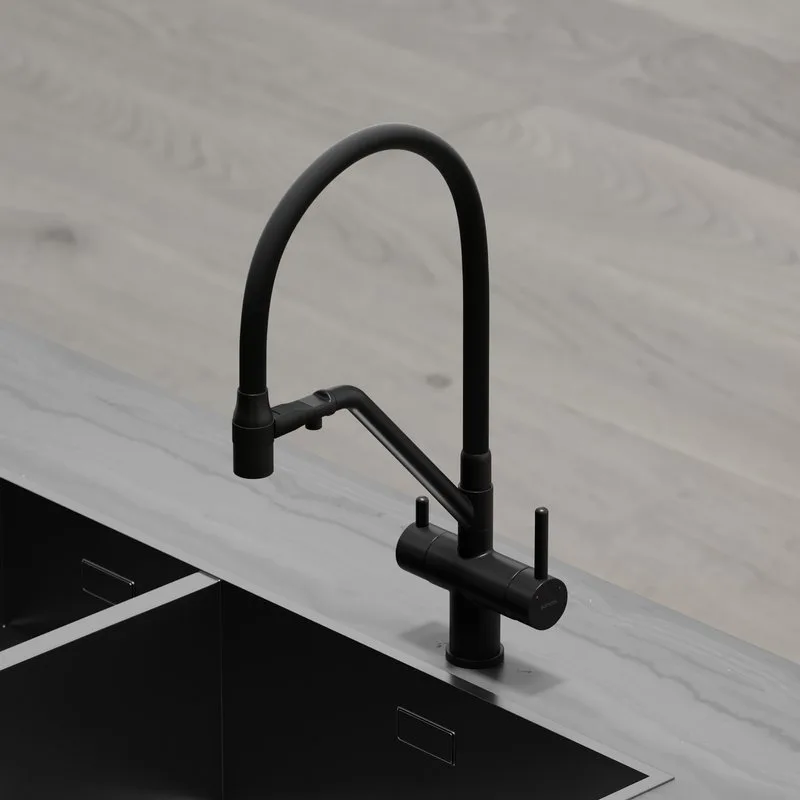 Смеситель для кухни Sancos Dora SC4003MB с гибким изливом, матовый черный Sancos — официальный сайт