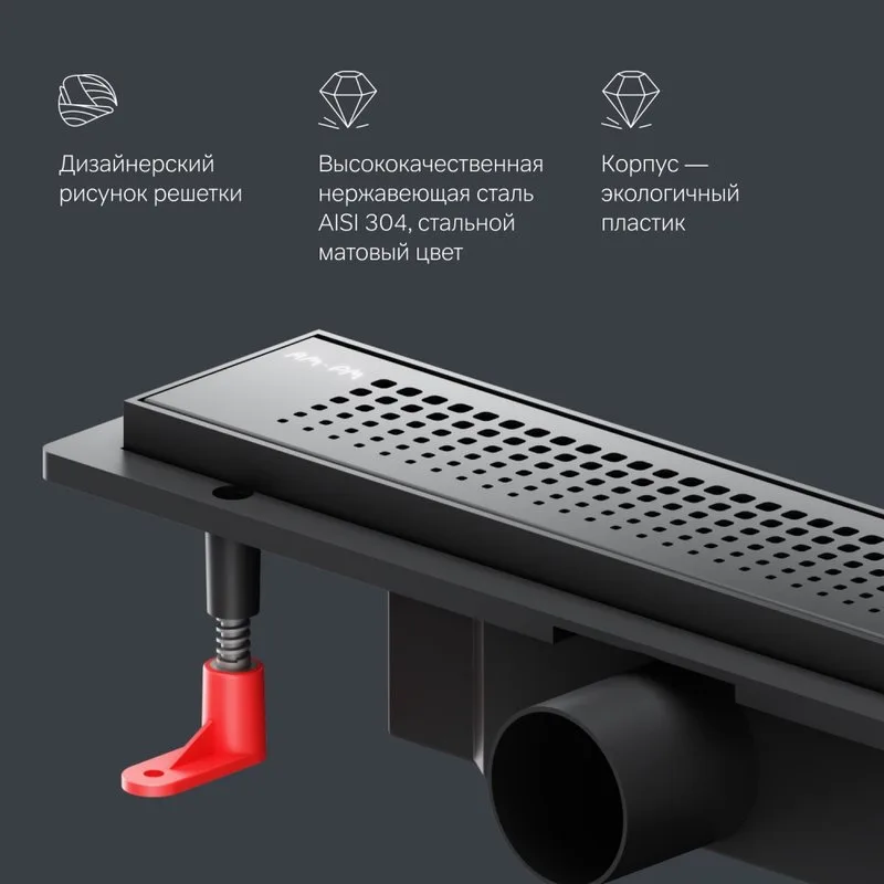 Душевой трап (лоток) AM.PM PrimeFlow Cut Gradient 40 см, черный матовый Sancos — официальный сайт