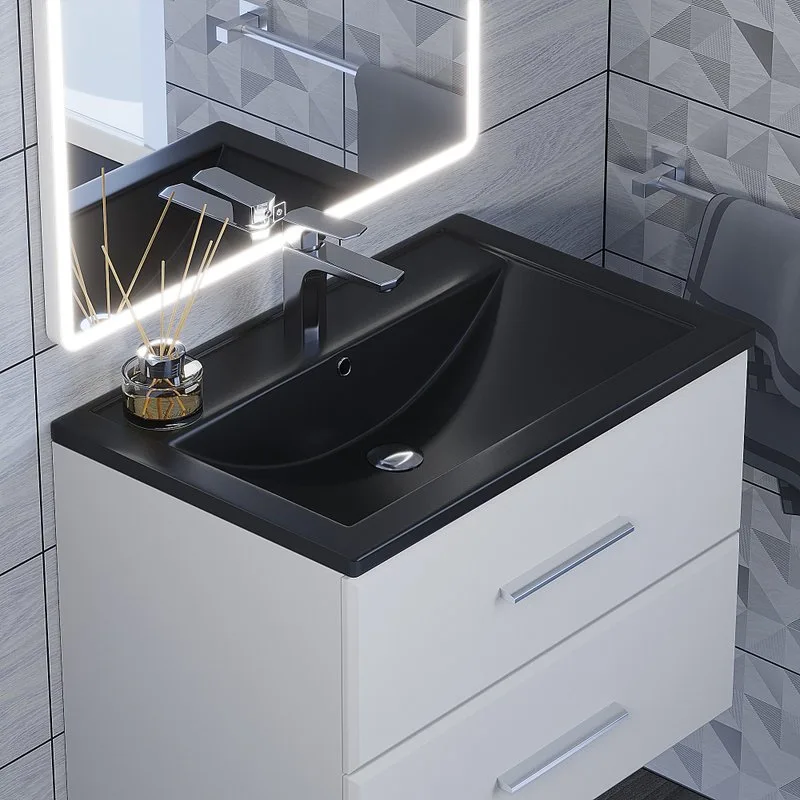 Мебельная раковина Uperwood Foster Quartz 291030034 70 см, матовая черная, уголь Sancos — официальный сайт