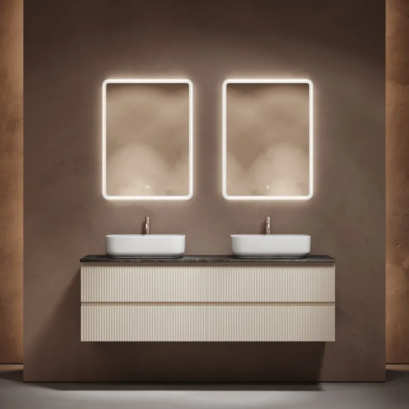Тумба с раковиной Sancos Snob R 160 beige soft, столешница черный мрамор TT160A1X, раковина CN5043 Sancos — официальный сайт
