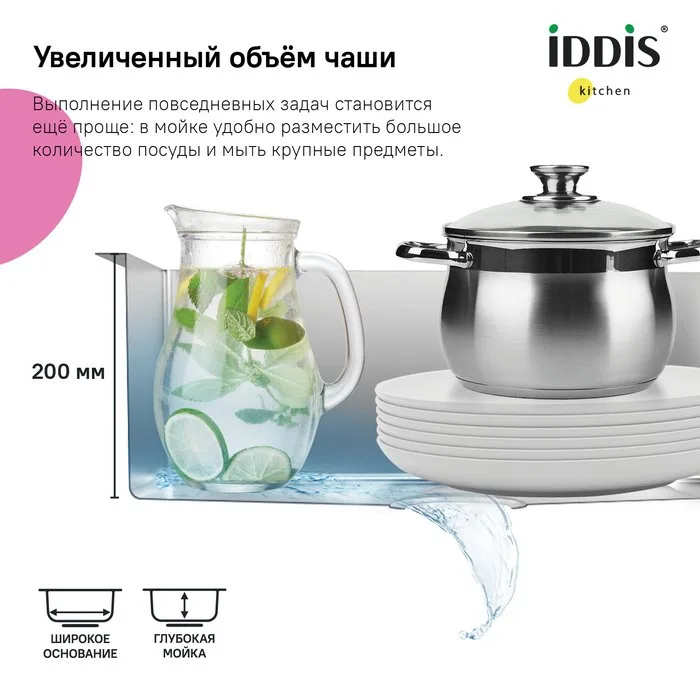 Мойка кухонная IDDIS Edifice EDI54G0i77 графит Sancos — официальный сайт
