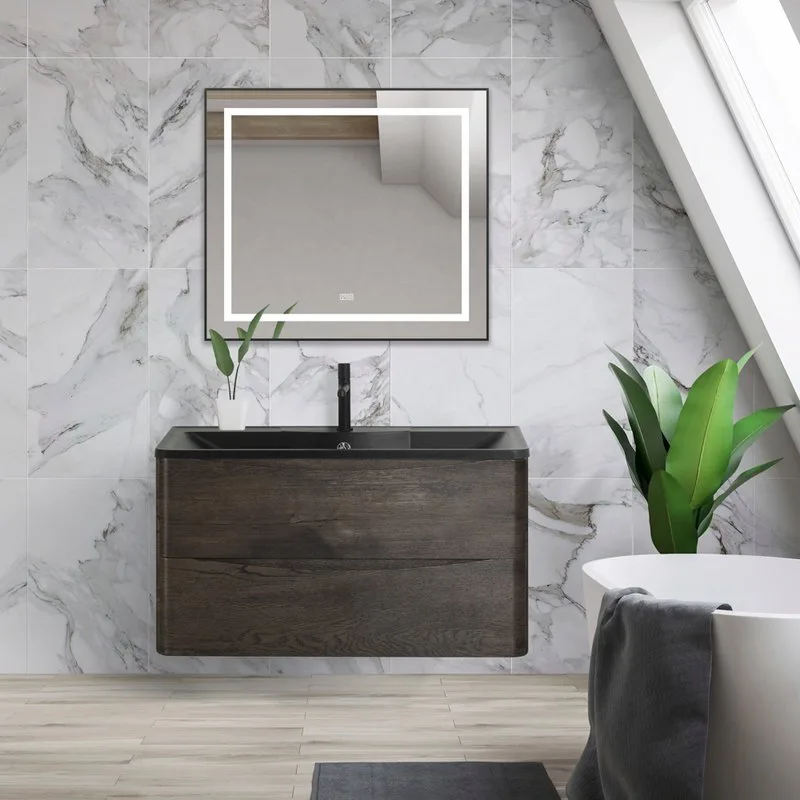 Зеркало BelBagno Kraft SPC-KRAFT-885-785-TCH-WARM-NERO черное, с подогревом Sancos — официальный сайт