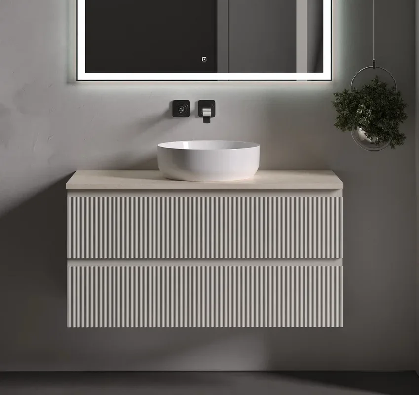 Тумба с раковиной Sancos Snob R 100 см, beige soft, столешница бежевая, раковина CN6022 Sancos — официальный сайт