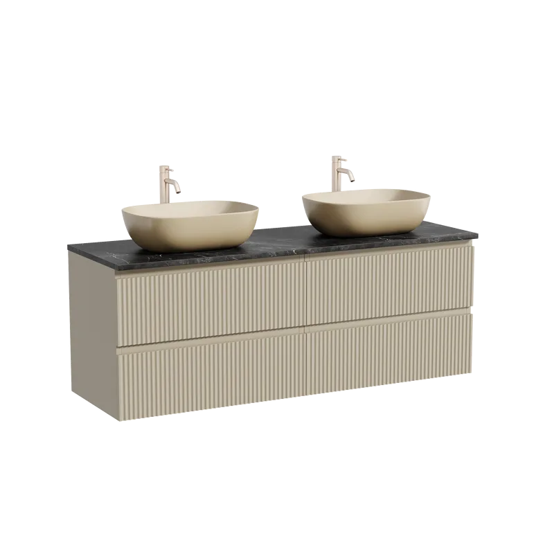 Тумба с раковиной Sancos Snob R 140 beige soft, столешница черный мрамор TT140A1X, раковина CN6009MC Sancos — официальный сайт