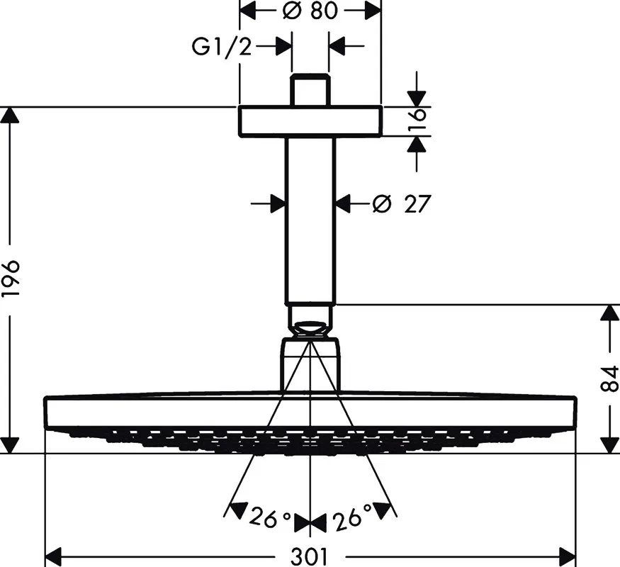 Верхний душ Hansgrohe Raindance Select S 300 2jet 27337400 Sancos — официальный сайт