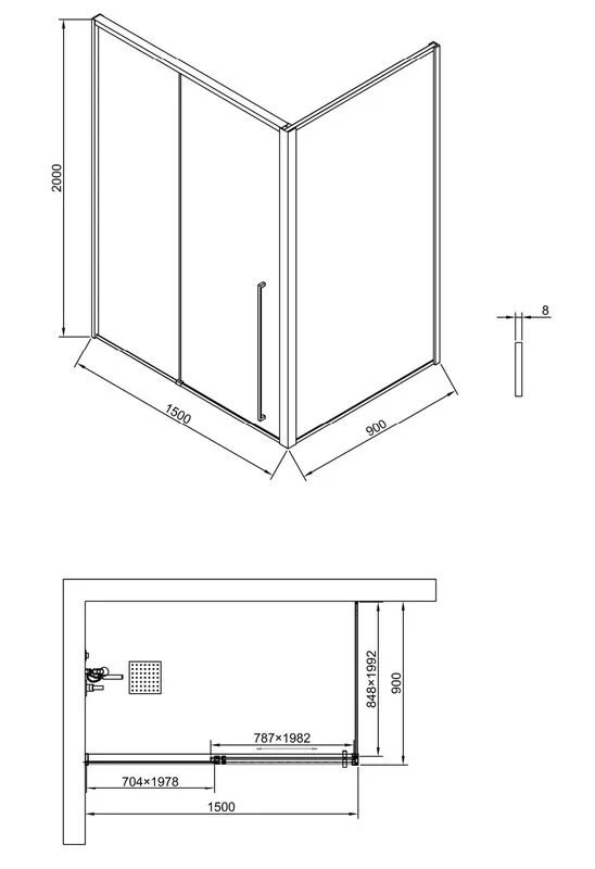 Душевой уголок Timo TDSS-150/03C-8L + TSS-900/03C-8 150x90 см, профиль черный, стекло прозрачное Sancos — официальный сайт