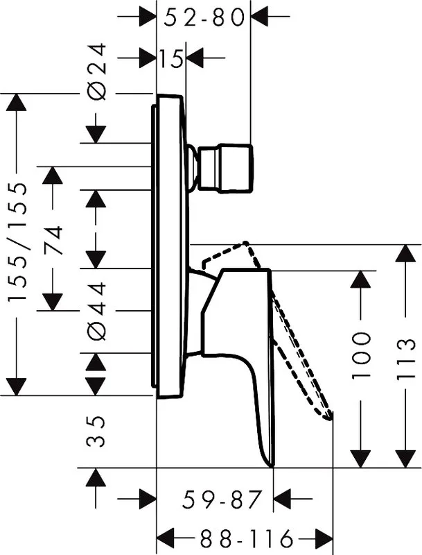 Встраиваемый смеситель Hansgrohe Talis E 71474670, матовый черный Sancos — официальный сайт