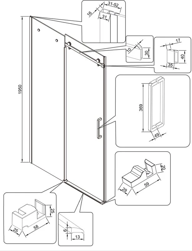 Душевая дверь в нишу Veconi Vianno VN-74 140 см,  профиль хром Sancos — официальный сайт