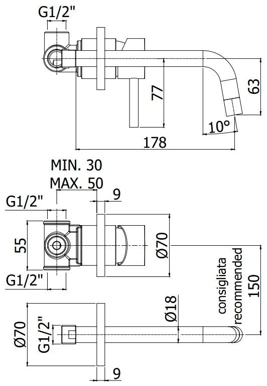 Смеситель для раковины Paffoni Light LIG006HG70 С ВНУТРЕННЕЙ ЧАСТЬЮ медовое золото Sancos — официальный сайт