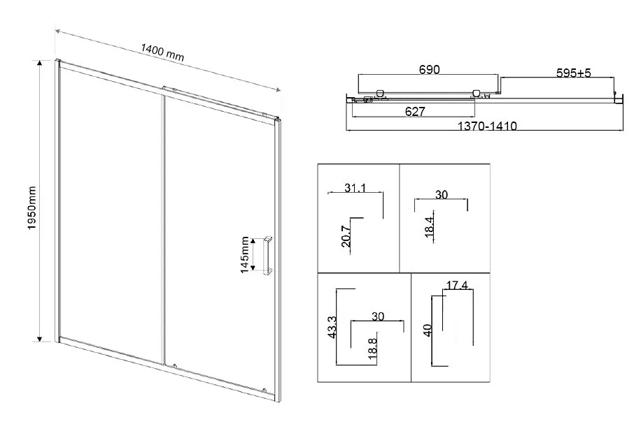 Душевая дверь в нишу Vincea City VDS-5CT140CLGM 140x195, профиль вороненая сталь Sancos — официальный сайт