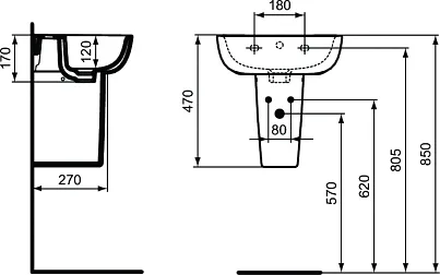 Полупьедестал Ideal Standard Esedra Guest T290301 Sancos — Оригинал