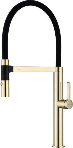 Смеситель для кухни Paulmark Leader Le214101-G, с гибким изливом, золото