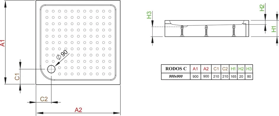 Поддон для душа Radaway Rodos C900 с сифоном Sancos — официальный сайт