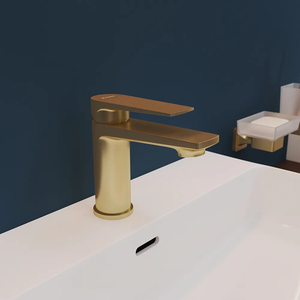 Смеситель Aqueduto Linha LIN0150, шлифованное золото Sancos — официальный сайт