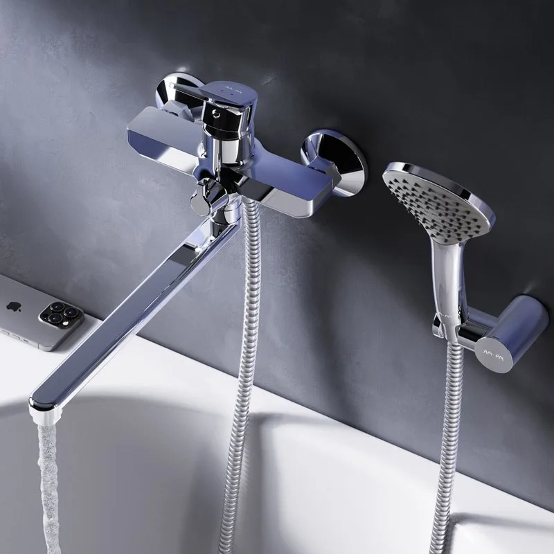 Смеситель с длинным изливом для ванны AM.PM X-Joy F85A95000, хром Sancos — официальный сайт