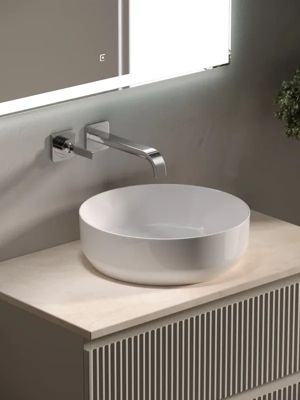 Тумба с раковиной Sancos Snob R 80 см, beige soft, столешница бежевая, раковина CN6022 Sancos — официальный сайт