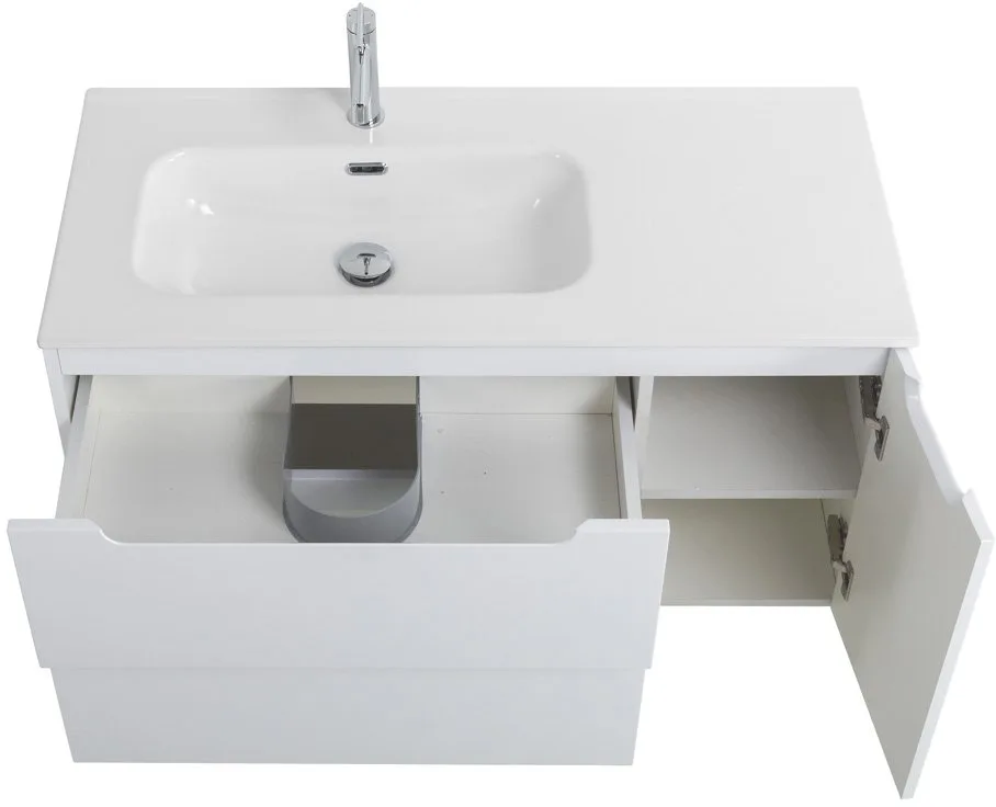 Тумба под раковину без столешницы BelBagno Etna 100 L 2 ящика, дверца, bianco lucido Sancos — официальный сайт