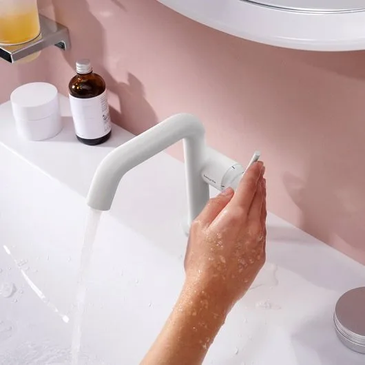 Смеситель для раковины Hansgrohe Tecturis S Fine 110 CoolStart 73320700 матовый белый Sancos — официальный сайт
