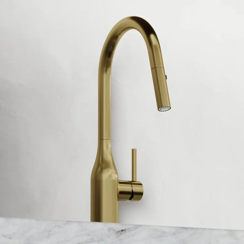 Смеситель для кухни Sancos Grand SC4002BG с вытяжным изливом, брашированное золото Sancos — официальный сайт
