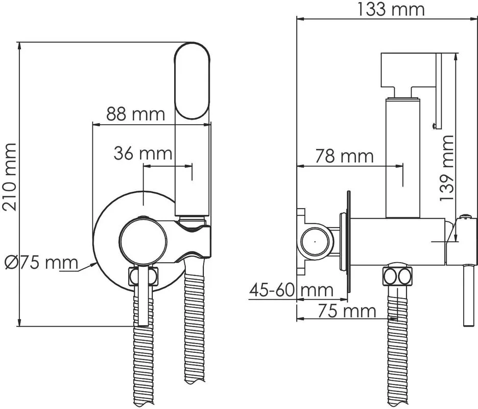 Гигиенический душ Wasserkraft Wern A70338 со смесителем, С ВНУТРЕННЕЙ ЧАСТЬЮ, никель Sancos — официальный сайт