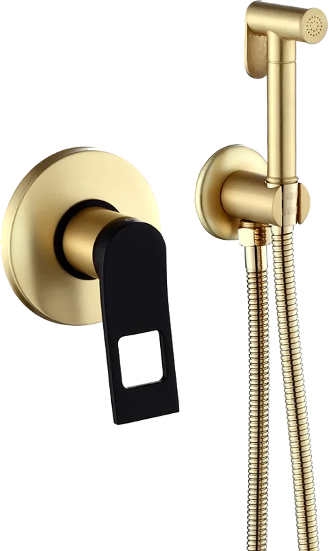 Гигиенический душ Bronze de Luxe Element EL28GB С ВНУТРЕННЕЙ ЧАСТЬЮ, со смесителем, золото, черный Sancos — официальный сайт